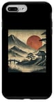 Coque pour iPhone 7 Plus/8 Plus Village japonais vintage jardin vue montagne paysage soleil