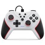 RivalPlay Manette pour PC, Manette PC pour XP/Win7/8/10/11, Mantette pour Steam Filaire avec Turbo/Capture d'Écran/Mappage/Double Vibration, Blanc