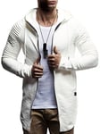 Leif Nelson LN8149 Sweat à capuche et manches longues zippé pour homme Veste en coton Coupe ajustée Style tendance Noir - Ecru - Small