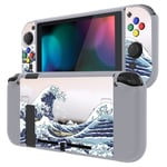 playvital The Great Wave Protective Case for Nintendo Switch, Soft TPU Slim Case Cover for Nintendo Switch Joy-Con Console with Colorful ABXY Direction Button Caps