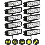 10PCS 18W Phare de Travail Carre a Leds Angle 60 dc 12V-24V Quad Camion Bateau Tracteur Offroad Impermeable - Hengda