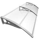 VOUNOT Auvent de Porte d'entrée Toit Marquise en Polycarbonate Porte Résistante Toit Abri Protection Contre La Pluie et UV Gris Transparent 200cm*80cm