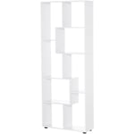 Bibliothèque étagère zig zag design contemporain 70L x 24l x 178H cm panneaux particules blanc