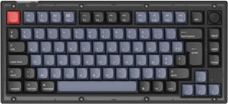 Clavier mécanique Filaire Custom Knob Version,75% Layout QMK/Via Programmable,K Pro Brown Switch remplaçable à Chaud,pour Mac Windows Linux (Frosted Black)