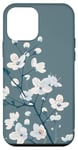 iPhone 12 mini White Blossoms on Blue Background Stylish Floral Case