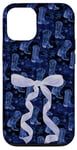 iPhone 13 Womens Goth Moody Dark Blue Coquette Bow Howdy Cowboy Boots Case