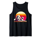 Silhouette Japanese Retro Sunset Lioness Couple Lion Tank Top