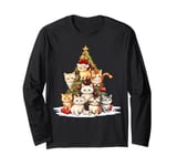 Cat Lover Xmas Holiday Santa Kitten Cat Christmas Tree Long Sleeve T-Shirt