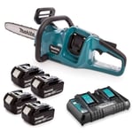 Tronçonneuse sur batterie - MAKITA DUC353PT4 - Vitesse de chaîne de 20m/s - 4x5,0 Ah