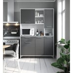 Buffet de cuisine - Gris mat - Style contemporain - 5 portes - ECO - L 120 x P 40 x H 178 cm