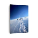 Impression sur Toile 50x70cm Tableaux Image Photo Avion ciel nuages vol