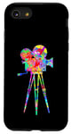 Coque pour iPhone SE (2020) / 7 / 8 Caméra vidéo Arc-en-ciel Art Splatter Film Lover Design