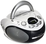 Majestic AH 2387R MP3 USB – Box Portable avec Lecteur CD/MP3, entrée USB, enregistreur Cassette et Prise Casque, Blanc