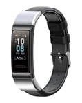 Strap-it Bracelet cuir - compatible pour Huawei Band 3/4 Pro (noir)