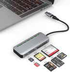 Lecteur de Cartes Multi-Cartes USB C USB 3.0, Lecteur de Carte SD 7 en 2 pour SD SDXC SDHC/TF/CF/XD/MS avec Adaptateur USB C/A, Lecteur de Carte 5 Gbit/s Memory Stick Pro Duo Compact Flash Card