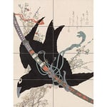 Hokusai The Sword Kogarasumaru Of Minamoto Family XL Giant Panel Poster (8 Sections) Famille Affiche