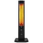 KUMTEL Chauffage infrarouge sur pied avec thermostat - Pour intérieur et extérieur - 2 niveaux de chauffage - Portable - Design élégant - 1200 W - Noir