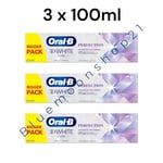 3 x 100ml  Oral-B 3D White Luxe Perfection Toothpaste Whitening Enamel Protect