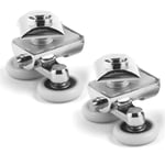 Lot de 4 Roulettes Doubles - pour Porte de Douche Coulissante, À 2 Roues de 23 mm de Diamètre en Alliage de Zinc Salle de Bain