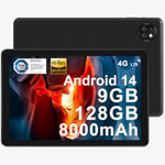 DOOGEE 4G Tablet with SIM Card Slots, 10.1 inch Tablets, Android 14, 128GB, 8000mAh, HI-RES Certification, BT5.0, Black