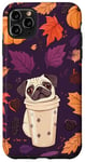 Coque pour iPhone 11 Pro Max Carlin floral violet avec feuilles d'automne et latte à la citrouille et aux épices