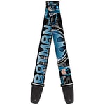 Buckle-Down Guitar Strap 34-60 Inch Batman Poses/Bat Signal Close-Up Black/Grey/Blues