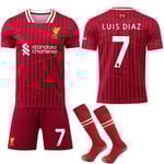 2024-2025 Liverpool Hemma Barn Vuxen Fotbollströja Med Sockor No.7 LUIS DIAZ No.7 LUIS DIAZ 18