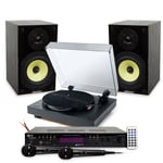 Enceintes Hifi Mash Saphir 6, 2x100W, Ampli STEREO, 2x50W, USB SD BT FM - Platine Muse MT-105B vinyle 33/45 tours, USB, 2 Micros