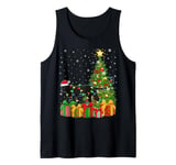 Panther Xmas Tree Lighting Santa Hat Panther Christmas Tank Top