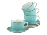 CreaTable, 34042, Série Vintage Nature Aqua, service de vaisselle 8 pièces, ensemble de tasses à café en porcelaine, compatible lave-vaisselle et micro-ondes, fabriqué en Europe.