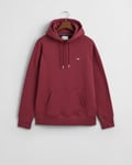 Gant Mens Regular Fit Shield Logo Pullover Hoodie - Wine - Size X-Large