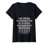 Womens I Might Look Like I'm Listening But In My Head Word Searches V-Neck T-Shirt