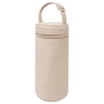 Duffi Baby Housse porte-biberons en similicuir avec fermeture éclair et poignée pour accrocher au chariot de votre bébé Nettoyage facile uni Beige 5635-05