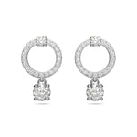 Swarovski Boucles d'oreilles Attract, anneaux d'oreilles avec cristal clair suspendu à une forme de cercle, métal rhodié, blanc