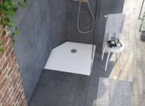 Receveur de douche 80 x 80 cm, recoupable, blanc, Allibert Karbon