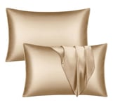 Imperial Rooms Satin Pillowcase 2 Pack – Satin Silk Pillowcases for Hair and Skin, Gifts for Women – Champagne Pillow cases with Envelope Closure (50x75 cm)