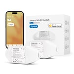 Meross Interrupteur Connecté WiFi, Interrupteur Intelligent Compatible avec Apple HomeKit, Alexa et Google Home, 10A DIY Commutateur avec Commande Vocale, Contrôle à Distance et Fonction du Temps