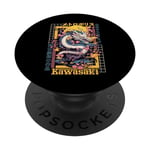 Kawasaki City Synthwave Dragon Asian Vaporwave des années 80 PopSockets PopGrip Interchangeable