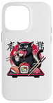 Coque pour iPhone 14 Pro Max Chat noir mangeant des sushis Anime drôle chat amateur de sushi