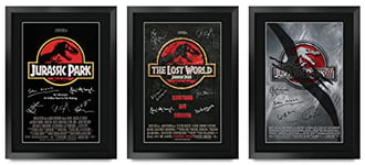 HWC Trading FR A3 Jurassic Park Collection x 3 Gifts Printed Poster Signed Autograph Picture for Movie Memorabilia Fans - A3 Framed