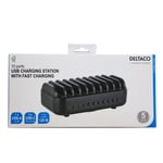 Deltaco USB charging station  7x USB-A 2.4 A  3x USB-C PD 20 W  black