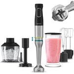 Cecotec - Katana TotalDestroy 1500XL PerfectCream&Crush Hand Blender, 1500 w, 21 vitesses et Turbo, 4 lames en titane noir, capot anti-éclaboussures,