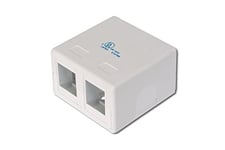 DIGITUS Junction Box - 2 Port - For Keystone Modules - Consolidation Point Surface-Mounted Housing - Network Socket - White