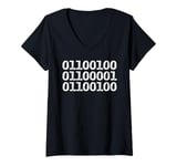 Womens Distressed Father's Day Quote Coding Gift Dad in Binary Code V-Neck T-Shirt