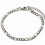 Silver Armband i Rostfritt Stål - Figaro Kedja / Länk - 4,5 mm Silver