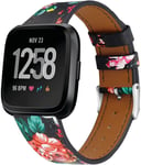 Simpleas Leather Band compatible with Fitbit Versa, Genuine Leather Watches Strap (Multicolor 23)