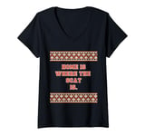 Womens Fun Graphic- Home is where the scat is. V-Neck T-Shirt