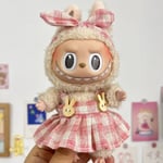 Hängande färskt rosa godis kjol, (endast kläder) 17cm hänge blind box macaron Labubu Labubu Time to chill dockkläder