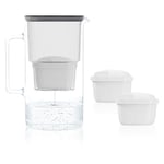 Wessper Carafe Filtrante en Verre avec deux Filtres pour Carafes, Compatibles avec Brita Maxtra, Brita Maxtra+, Grande capacité 2,5l, Kit Carafe + 2 cartouches- Noir