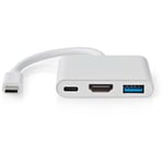 Nedis - Adaptateur Multi-Ports usb usb 3.2 Gen 1 usb-c™ Mâle Sortie hdmi ™ / usb-a Femelle / usb-c™ Femelle 5 Gbps 0.10 m Rond Plaqué nickel pvc